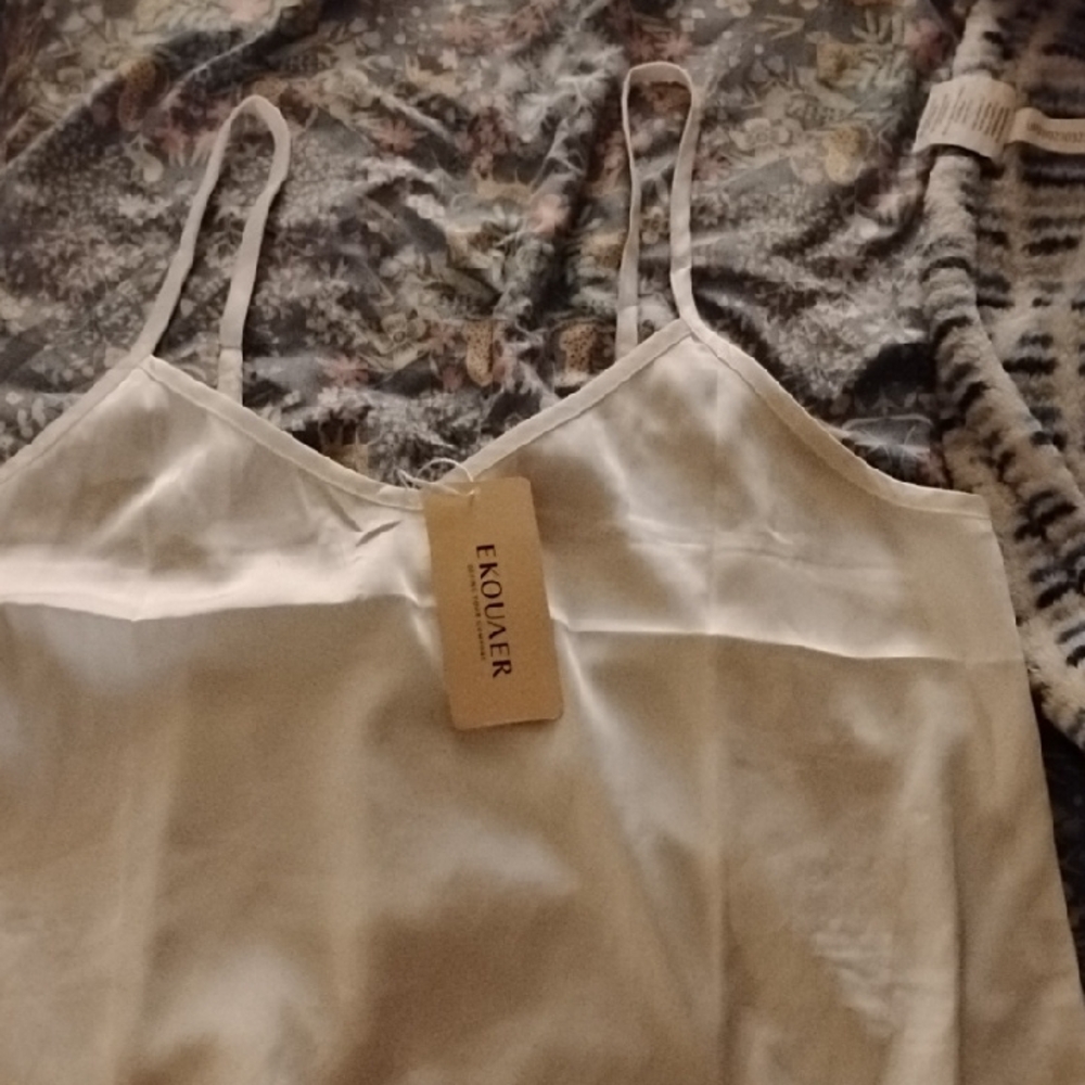 Ekouaer White Satin Camisole